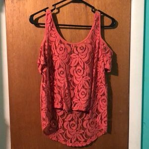 Pink flower print crop top